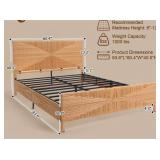 $289 Boho Hand-woven Rattan Queen Bed