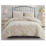 $87 Viola Tufted Cotton Chenille Damask Duvet Set