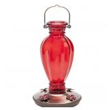 $25 1 Lot of 2-Red Daisy Vase Glass Hummingbird Fe