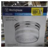 1 Light Flush Chrome Finish with White and Clear G