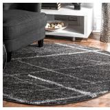 nuLOOM Smoky 4x4 Dark Gray Round Indoor Rug