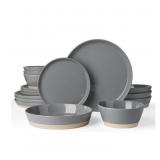 Famiware Saturn Plates & Bowls Set, 18pc Stoneware