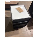 $129 APPROX 24  BLACK 3 DRAWER NIGHT STAND