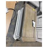 $376 APPROX 37  WHITE AND WOOD NIGHT STAND