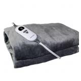 1 lot (2) 50 x 60 in Heated Throw, 5 Heat, Grey