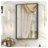 $49 16X24 ALUMINUM VANITY MIRROR, MATTE BLACK