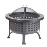 Alpina 30 in. Round Steel Fire Pit Slate Top
