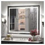 $394 LED BACKLIT VANITY MIRROR, 44X36, TEMPERED