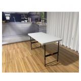 $45 4 FT ALMOND/BRONZE DINING TABLE   SEATS 4