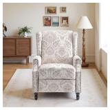 Beige Linen Nailhead Chair Recliner