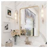 $68 ALUMINUM GLASS VANITY MIRROR, BRUSHED GOLD
