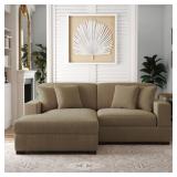 $632 CORDUROY L-SECTIONAL SOFA WITH WOOD LEGS