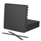 $40 BLACK EVA GYM FLOORING TILES 24X24 0.5"