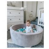 Nuby Grey Velvet Ball Pit with 200 Aqua, White, &