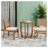 $380 3 pc Sara Patio Acacia Wood & Wicker Woven Pa