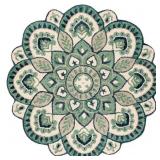 $66 Novelty Ivory/Blue 5 ft. x 5 ft. Round Floral