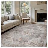 Vintage Soft Gray Machine Washable Oriental Area R