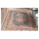 Addilyn Machine Washable Oriental Blue/Dusty Coral