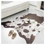 $22 Ganote Animal Print Faux Cowhide Brown Area Ru