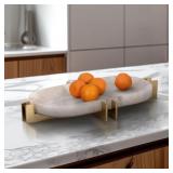 $73 Nissim Stylish Quartz Accent Tray with Metal B