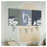 $97 Construction Truck Wall Art Decor Toddler Room