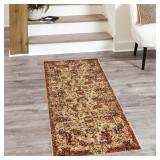 Traditional Qrutwood Area Rug Beige Cream-Red Colo