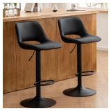 $190 Swivel Adjustable Height Bar Stools, Faux Lea