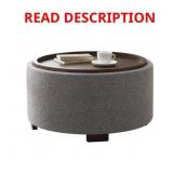 30.1" W Upholstered Round Storage Ottoman with Woo