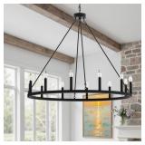 12 - Light Dimmable Wagon Wheel Chandelier