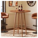 $183 39.37" Round Bar Table, Solid Wood Bistro Tab