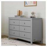 $264 NOAH 6 DRAWER DOUBLE DRESSER-PEBBLE GRAY-