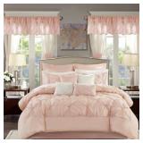$182 LORETTA BLUSH POLYESTER KING COMFORTER SET