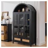 $370 75" Tall Arched Storage Display Cabinet