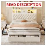 $230 Upholstered Bed Frame With 6 Storage Drawers