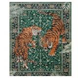 GOLDENE VINTAGE TIGER DEEP GREEN WASHABLE AREA RUG