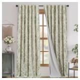 LINEN BLACKOUT PEONY FLOWER PRINTED ROD POCKET CUR