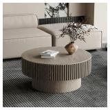 31.5" Modern Round Coffee Table With Storage Solid