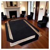 $275 BLACK GOLD GREEK BORDER PLUSH RUG, CUSTOM SIZ