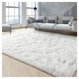 Shahen Rectangle Shag Area Rug in White