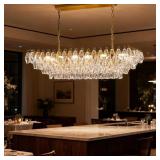 $600 Modern Luxe Linear Chandelier With Brass Acce