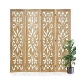 Classical Carved Room Divider - 5.75ft Wood Foldin