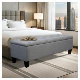 $90 Cristalina Fabric Flip Top Button Tufted Stora