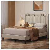 $158 UPHOLSTERED BED FRAME WITH CHARGING OUTLETS A
