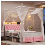 Crown-Style Upholstered Metal Canopy Storage Kid B