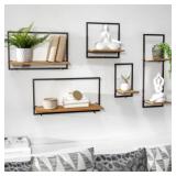 $77 Loddie Metal and Wood Wall Shelf Set Modern Fl