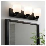3-Light Bathroom Vanity Light Fixture with Opal Gl