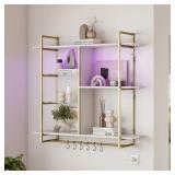 $45 Floating Shelves for Wall with Lights and 6 Ho