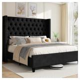 $300 Dillwyn Upholstered Wingback Bed