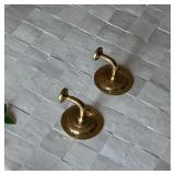 $45 Pair of Two Wall Mounted Robe Hook Brass Towel