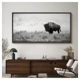 $126 Cow " Monochrome Bison In The Plains Rustic R